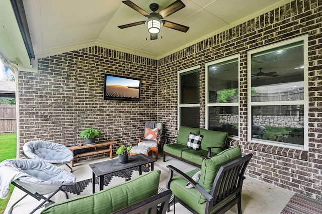 3613 Texas Dall Ct, Mckinney, TX 75071 - view of patio featuring an outdoor hangout area and a ceiling fan