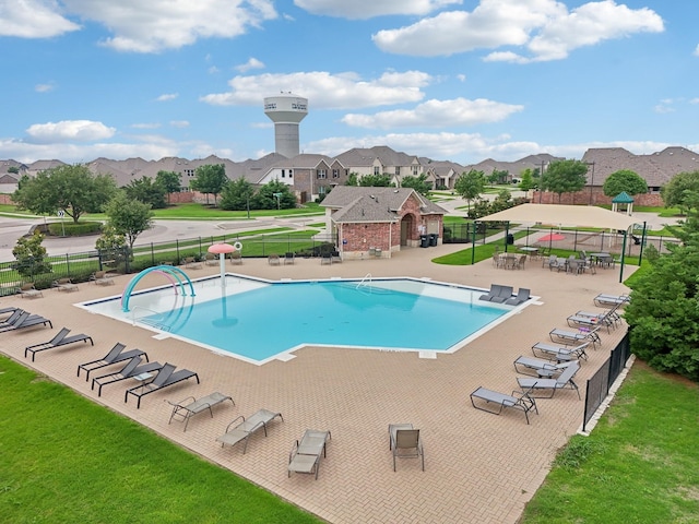 3613 Texas Dall Ct, Mckinney, TX 75071 - view of pool with a residential view and a patio area