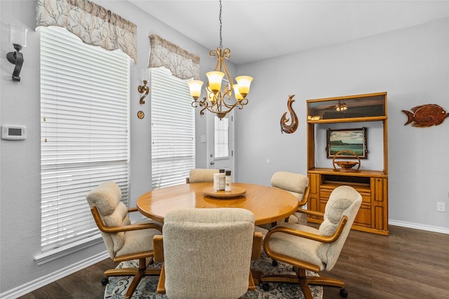 4824 Carolina Trace Trl, Fort Worth, TX 76244 - dining room with a chandelier, dark wood finished floors, and baseboards