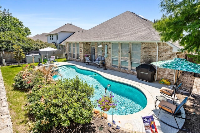 4824 Carolina Trace Trl, Fort Worth, TX 76244 - view of swimming pool with a patio, a fenced backyard, and a shed