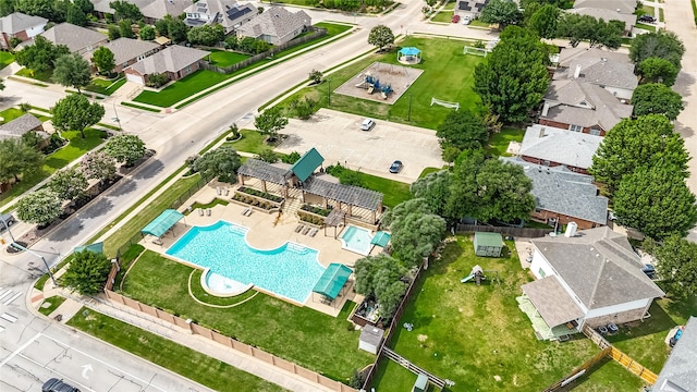4824 Carolina Trace Trl, Fort Worth, TX 76244 - aerial overview of property's location with a pool area and nearby suburban area
