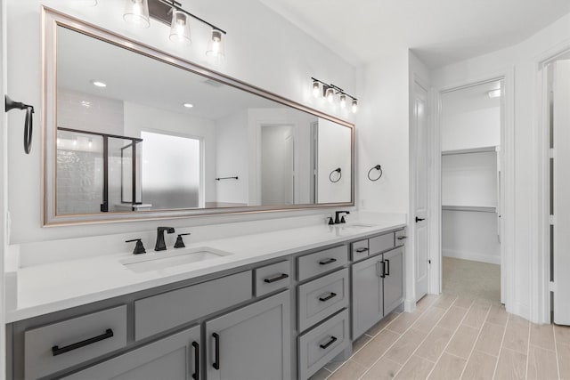 1041 Adair Rd, Prosper, TX 75078 - full bath with a stall shower, double vanity, and a spacious closet