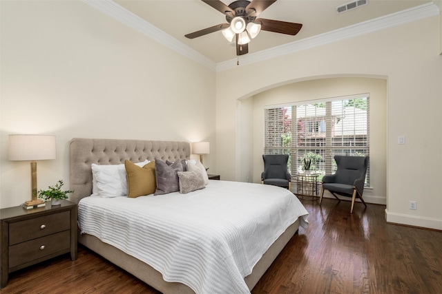 1814 Trinidad Ln, Allen, TX 75013 - bedroom featuring ornamental molding, baseboards, wood finished floors, and a ceiling fan