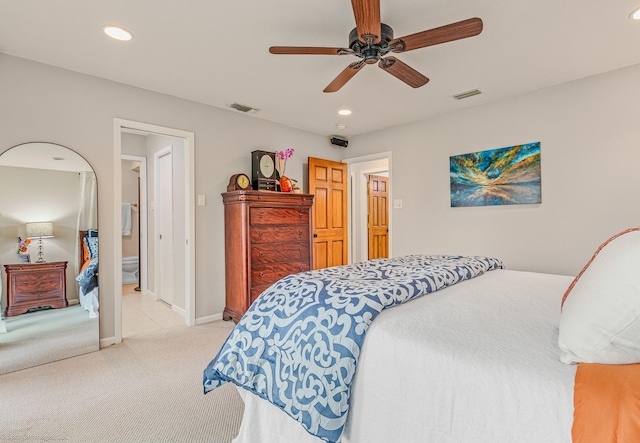 2012 Island Cir, Tool, TX 75143 - bedroom with light carpet, recessed lighting, a ceiling fan, and baseboards