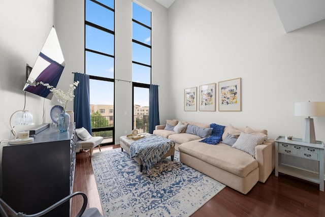 2608 Museum Way Unit 3417, Fort Worth, TX 76107 - living room with a towering ceiling and dark wood finished floors