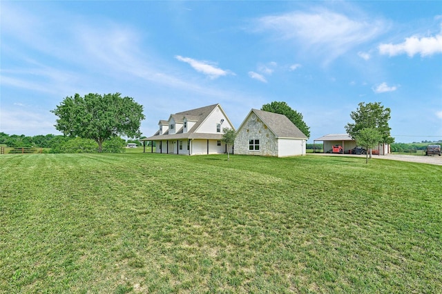 11605 Fm 697, Whitewright, TX 75491 - view of side of property with stone siding and a yard