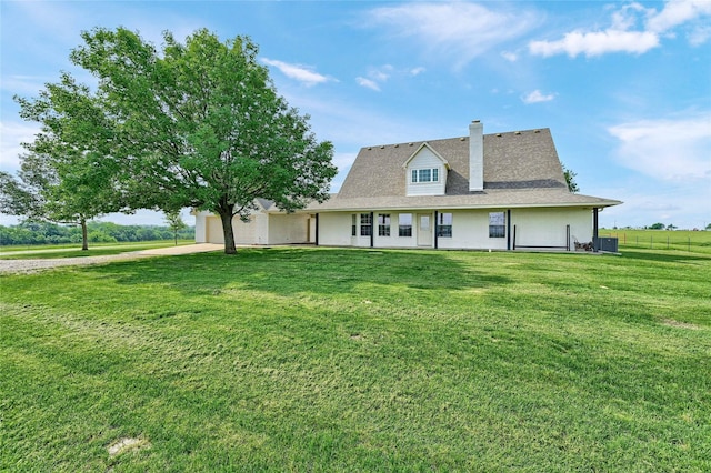 11605 Fm 697, Whitewright, TX 75491 - farmhouse inspired home with cooling unit, driveway, a chimney, and a garage