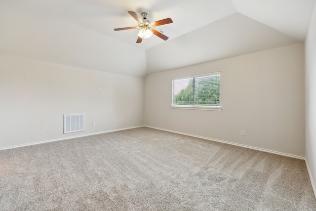 912 Kittery Dr, Desoto, TX 75115 - unfurnished room with ceiling fan, carpet, baseboards, and lofted ceiling