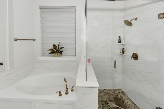 6329 Camey Place Way, The Colony, TX 75056 - bathroom with a marble finish shower and a garden tub