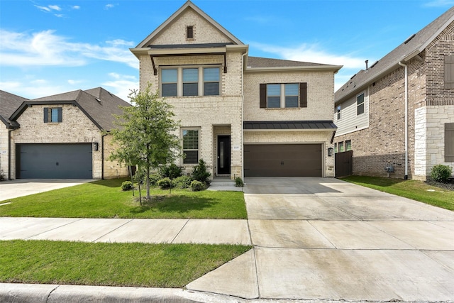 6329 Camey Place Way, The Colony, TX 75056 - view of front facade featuring brick siding, driveway, a front yard, and an attached garage