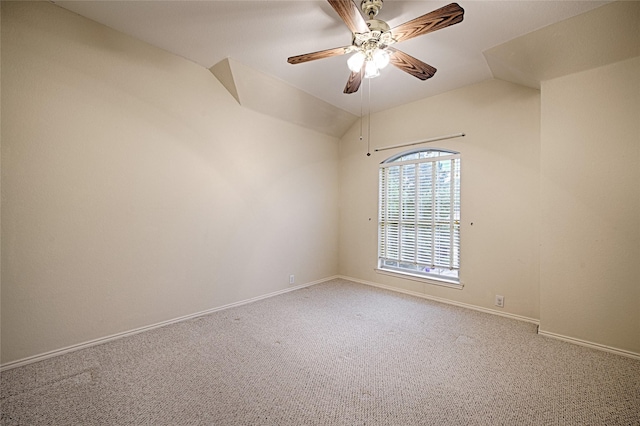 1503 Murphy Dr, Rockwall, TX 75087 - empty room featuring a ceiling fan, carpet flooring, baseboards, and vaulted ceiling