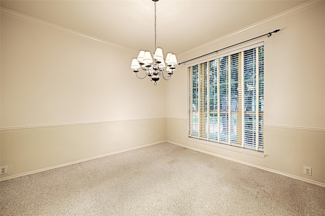 1503 Murphy Dr, Rockwall, TX 75087 - carpeted empty room with a chandelier, ornamental molding, and baseboards