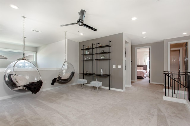 2468 Electra Dr, Allen, TX 75013 - interior space featuring carpet flooring, recessed lighting, baseboards, and a ceiling fan