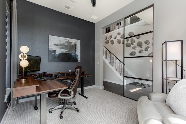 2468 Electra Dr, Allen, TX 75013 - carpeted home office with baseboards and an accent wall