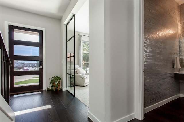 2468 Electra Dr, Allen, TX 75013 - entryway featuring baseboards and dark wood-style floors