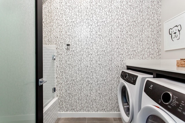 2468 Electra Dr, Allen, TX 75013 - laundry area with independent washer and dryer and tile patterned flooring