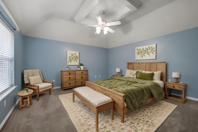 6345 Pinionpark Way, Fort Worth, TX 76179 - bedroom with carpet, vaulted ceiling, a ceiling fan, and baseboards