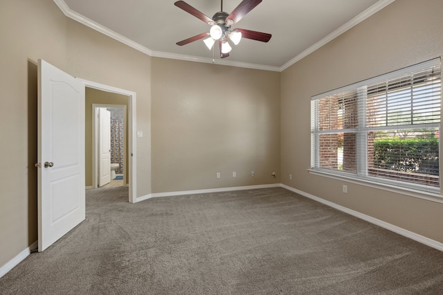 6345 Pinionpark Way, Fort Worth, TX 76179 - carpeted empty room with ceiling fan, crown molding, and baseboards