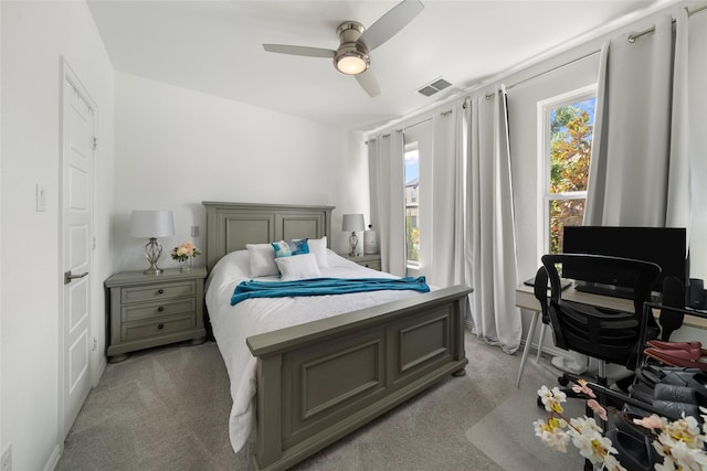 541 Farrell Ln, Allen, TX 75013 - bedroom with light colored carpet, a desk, and a ceiling fan