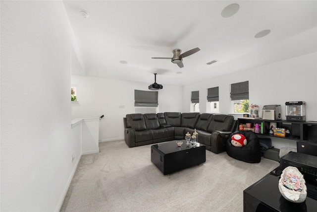 541 Farrell Ln, Allen, TX 75013 - carpeted living room with baseboards and ceiling fan