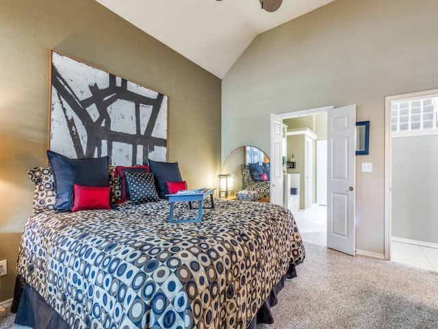18004 Windflower Way, Dallas, TX 75252 - carpeted bedroom featuring baseboards and high vaulted ceiling