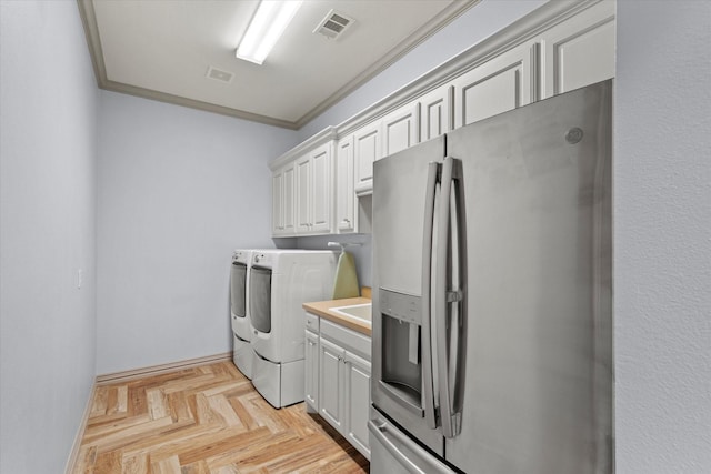 7300 Thames Trl, Colleyville, TX 76034 - washroom featuring ornamental molding, independent washer and dryer, and baseboards