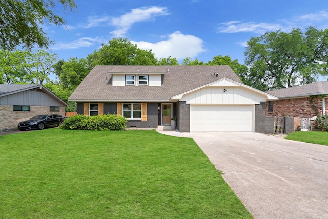 8317 Angier Way, Dallas, TX 75228 - view of front of home with brick siding, concrete driveway, a front lawn, and a garage