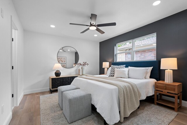 8317 Angier Way, Dallas, TX 75228 - bedroom featuring recessed lighting, wood finished floors, baseboards, and a ceiling fan