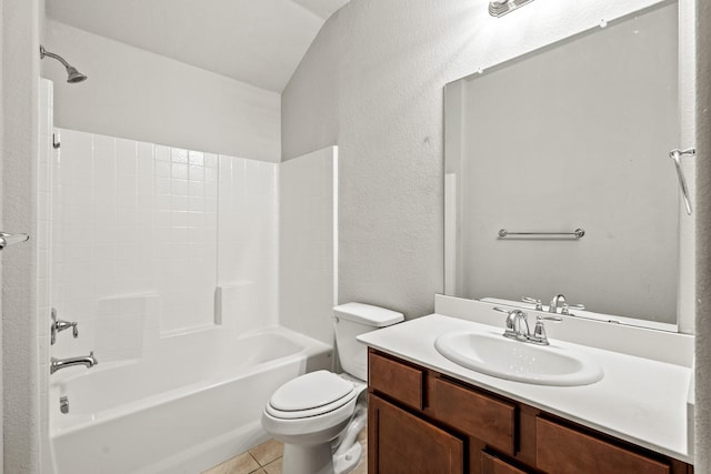 2212 Kingfisher St, Crandall, TX 75114 - full bathroom with toilet, a textured wall, vanity, shower / washtub combination, and tile patterned floors