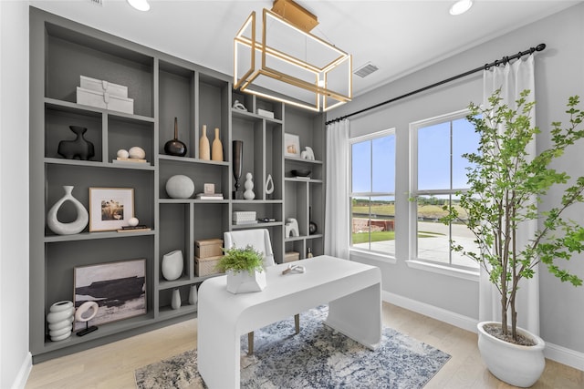 2016 Morris St, Rockwall, TX 75087 - office featuring baseboards, light wood-type flooring, and recessed lighting
