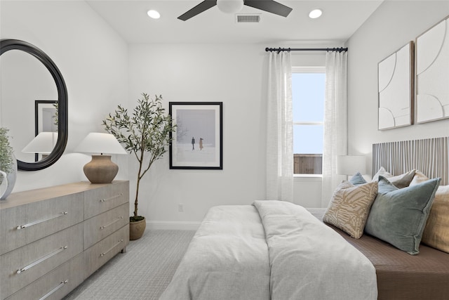 2016 Morris St, Rockwall, TX 75087 - carpeted bedroom with baseboards, a ceiling fan, and recessed lighting