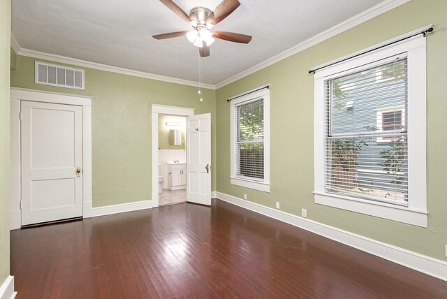 210 S Rosemont Ave, Dallas, TX 75208 - empty room with crown molding, wood-type flooring, a ceiling fan, and baseboards