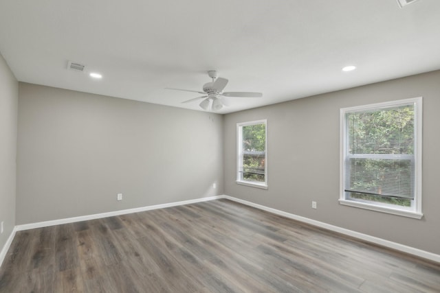 6405 Waynewood Ct, Fort Worth, TX 76135 - empty room featuring baseboards, wood finished floors, ceiling fan, and recessed lighting