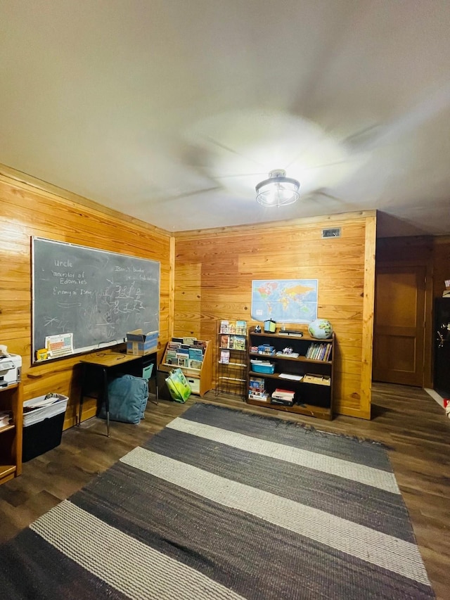 307 S King Lake Rd, Scroggins, TX 75480 - office area with wooden walls and wood finished floors