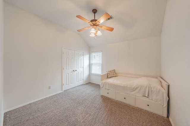 5309 Chatsworth Ln, Fort Worth, TX 76244 - unfurnished bedroom with vaulted ceiling, carpet flooring, baseboards, a ceiling fan, and a closet