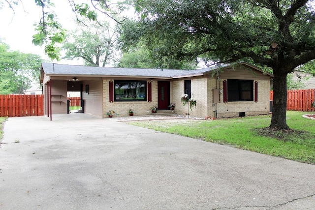 206 W Dewey St, Malakoff, TX 75148 - ranch-style home featuring driveway, brick siding, crawl space, and an attached carport