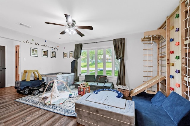 1705 W Belden St, Sherman, TX 75092 - living area with wood finished floors and a ceiling fan