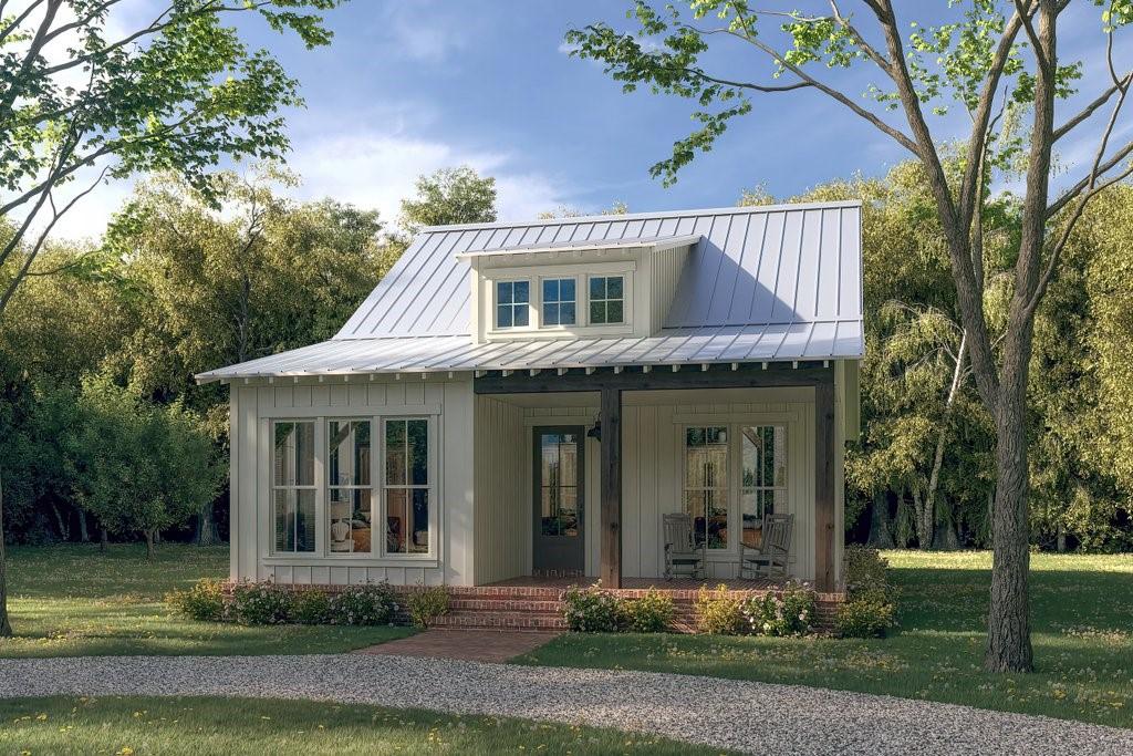 4200 Williams, Bellmead, TX 76705 - view of front of house featuring covered porch, a standing seam roof, a front yard, and metal roof