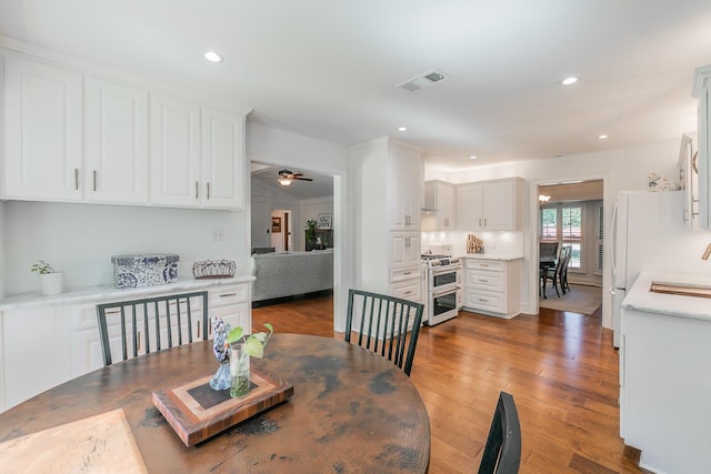 1233 Stegall Rd, Keller, TX 76248 - dining area featuring wood finished floors, recessed lighting, and ceiling fan