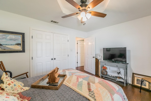 1233 Stegall Rd, Keller, TX 76248 - bedroom with wood finished floors, a closet, and ceiling fan