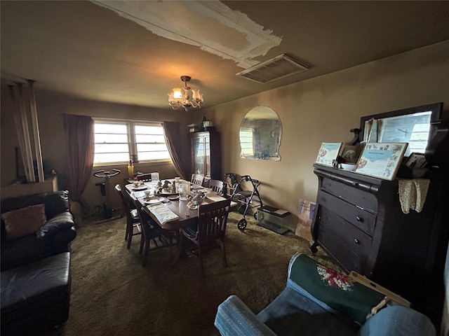 1304 12th Ave, Amarillo, TX 79107 - dining space featuring dark colored carpet and a chandelier