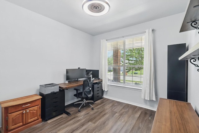 544 Baverton Ln, Fort Worth, TX 76052 - home office with dark wood-style floors and baseboards