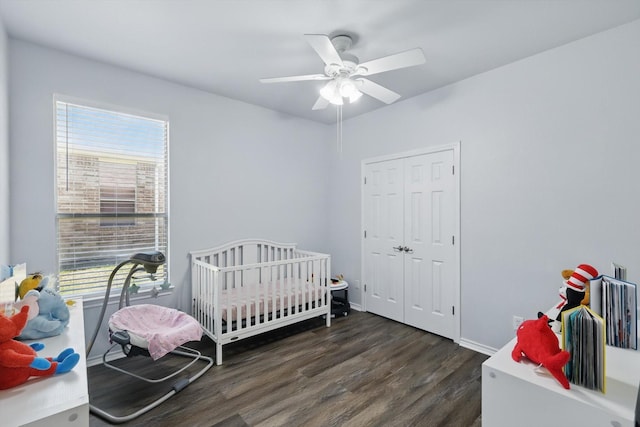544 Baverton Ln, Fort Worth, TX 76052 - bedroom with wood finished floors, multiple windows, a closet, and baseboards