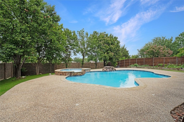 1624 Harper Ln, Carrollton, TX 75010 - view of pool with a fenced backyard, a pool with connected hot tub, and a patio