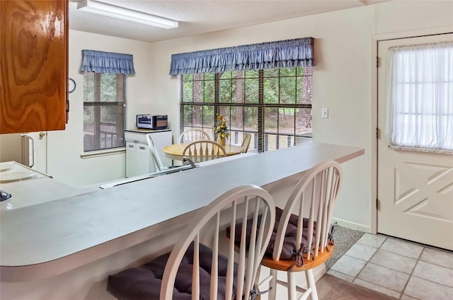 1161 Valleywood Trl, Holly Lake Ranch, TX 75765 - dining area featuring plenty of natural light, light tile patterned floors, and a textured ceiling