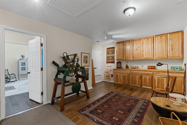 711 Aqua Vista Dr, Granbury, TX 76049 - kitchen with dark wood finished floors