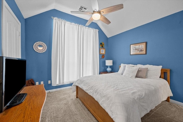 809 Remington Park, Robinson, TX 76706 - carpeted bedroom with vaulted ceiling, baseboards, and a ceiling fan