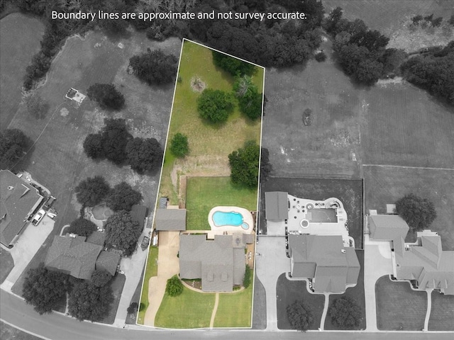 809 Remington Park, Robinson, TX 76706 - aerial view of property and surrounding area featuring a pool area and property boundaries highlighted