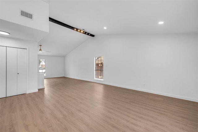 808 Warwick Dr, Plano, TX 75023 - unfurnished living room featuring light wood-type flooring, baseboards, a ceiling fan, and recessed lighting
