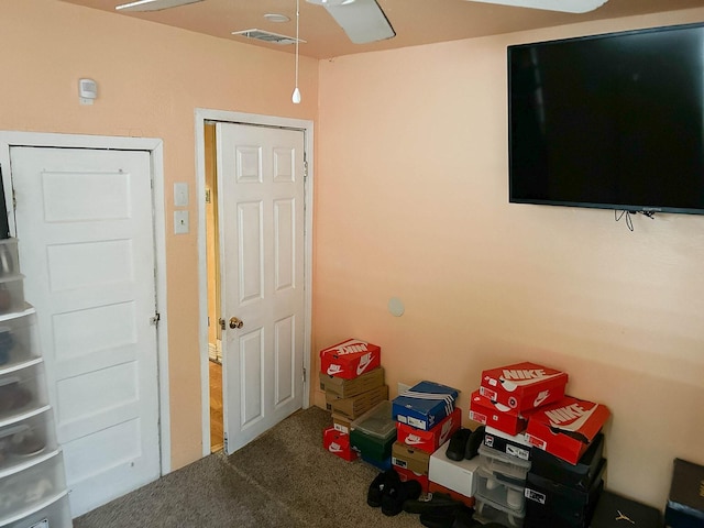 1611 Ave B, Dallas, TX 75203 - recreation room featuring carpet and ceiling fan